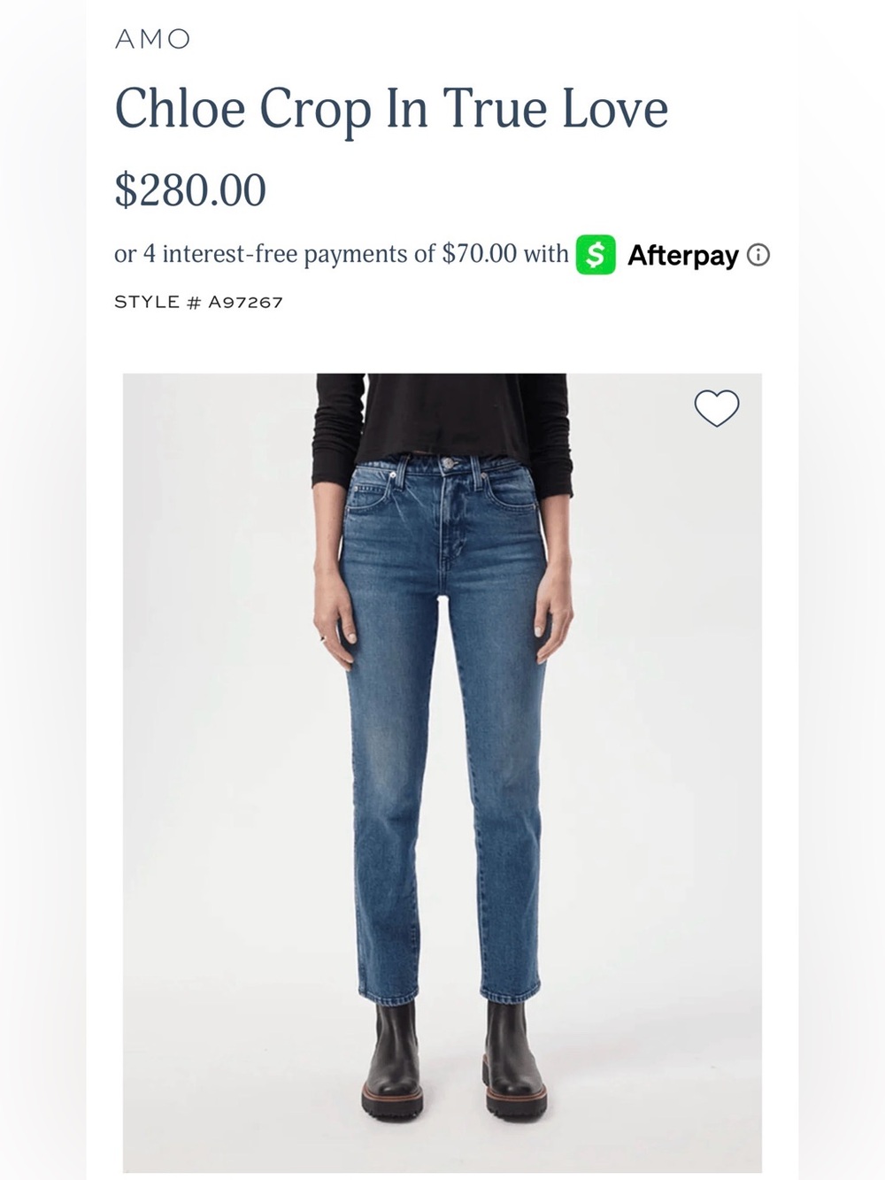 AMO CHLOE CROP Straight Jeans in Day Dream